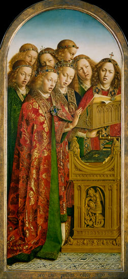 Singing Angels, from the left wing of the Ghent Altarpiece a Hubert & Jan van Eyck