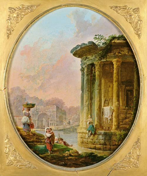 Temple of Vesta and the Arch of Janus Quadrifons a Hubert Robert