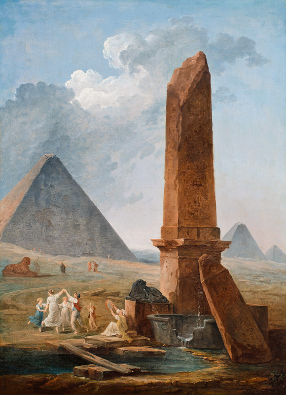 The Farandole Amidst Egyptian Monuments a Hubert Robert
