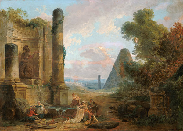 Fountain of Minerva, Rome a Hubert Robert