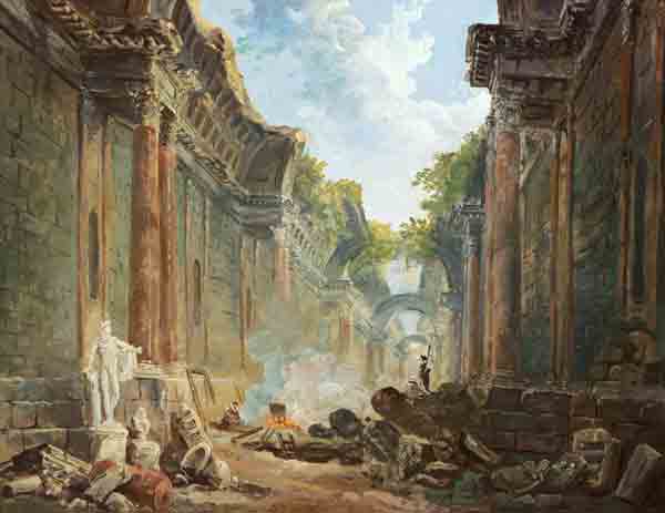 The fantastic view of the large gallery Louvre as a ruin (II) a Hubert Robert