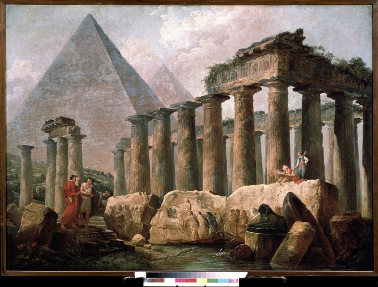 Pyramids and Temple a Hubert Robert