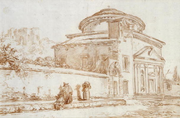 Villa Sacchetti, Rome (red chalk on paper) a Hubert Robert