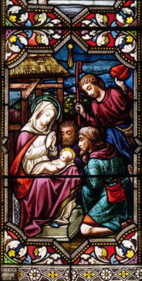 The Adoration of the Shepherds, 1865 (stained glass) a Hugh Hughes
