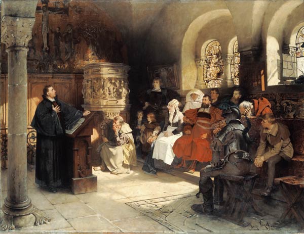 Luther Preaches using his Bible Translation while Imprisoned at Wartburg a Hugo Vogel