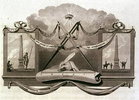 Theory of scale using an obelisk as an example, engraved by Pickett a Humphry Repton