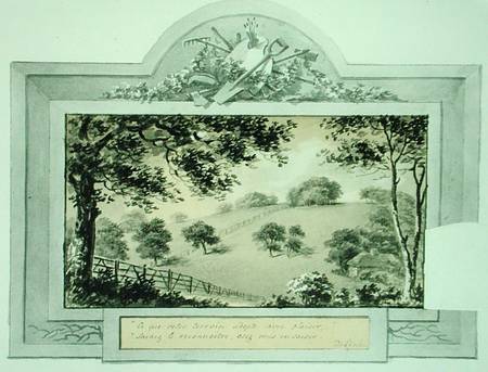 'Before' view of the grounds, from the Red Book for Antony House a Humphry Repton