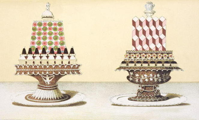 Design for the presentation of desserts, illustration from a Hungarian cookery book on French cookin a Hungarian School (19th century)