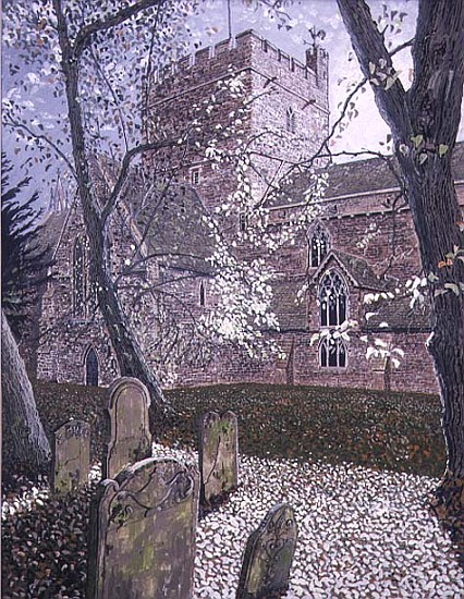 Brecon Cathedral, Autumn Day, 1992 (gouache on card)  a Huw S.  Parsons