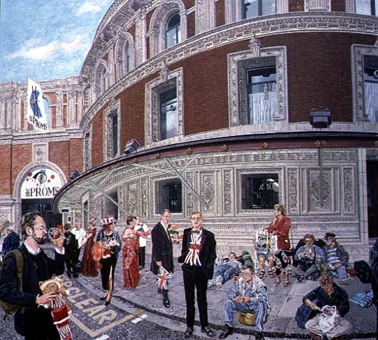 Promenaders at The Last Night, Royal Albert Hall, detail (oil on canvas)  a Huw S.  Parsons