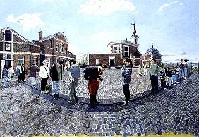 East and West from Greenwich, 1997 (oil on board) 