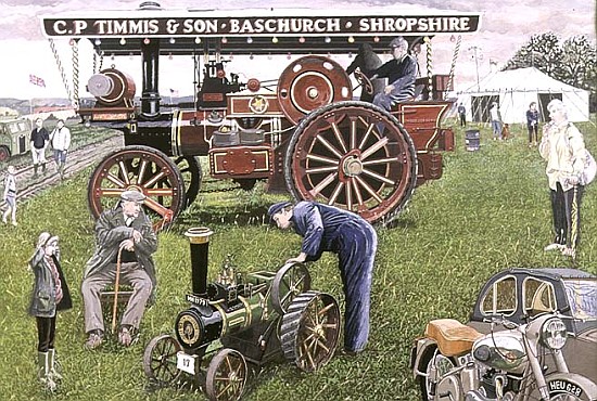 Traction Engines at the Show, 1993 (gouache on card)  a Huw S.  Parsons