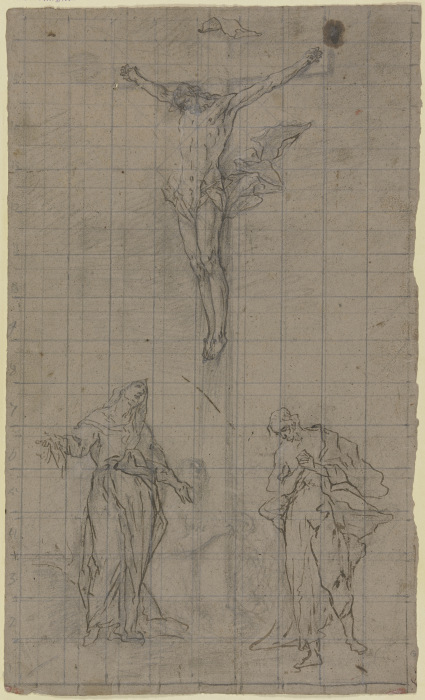 Entwurf für eine Kreuzigungsgruppe mit Johannes, Maria und Magdalena. a Ignaz Gunther