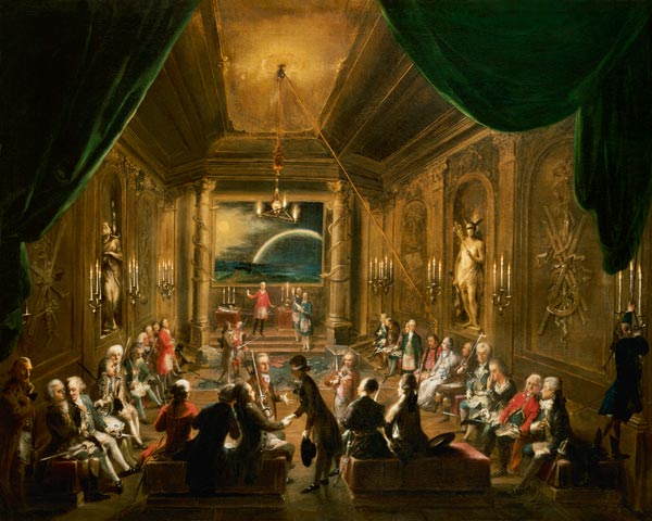 Initiation ceremony in a Viennese Masonic Lodge during the reign of Joseph II a Ignaz Unterberger