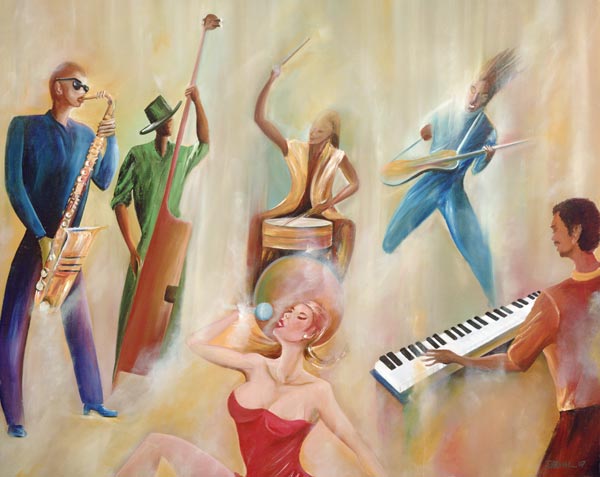 On Stage, 2008 (oil on canvas)  a Ikahl  Beckford