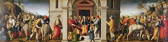 Joseph receives his Brothers, c. 1515 a Il Bacchiacca Francesco Ubertini