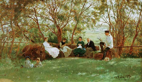 Ilja Repin, Auf einer Rasenbank a Ilja Efimowitsch Repin