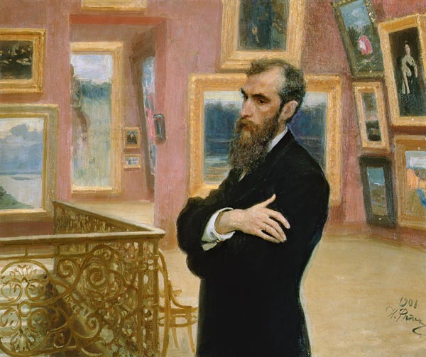 Portrait of Pavel Tretyakov (1832-98) in the Gallery a Ilja Efimowitsch Repin