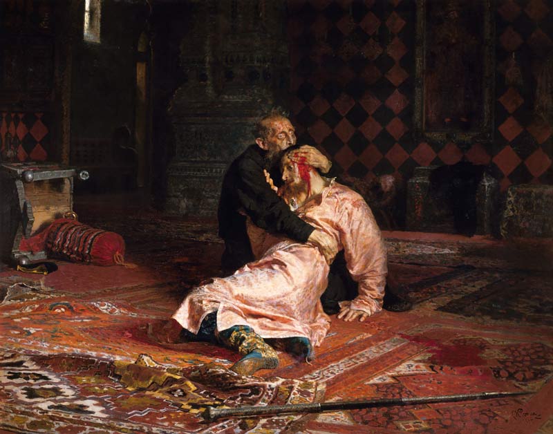 Tsar Ivan the terrible with his son Ivan on November 16th, 1581st 1885. a Ilja Efimowitsch Repin