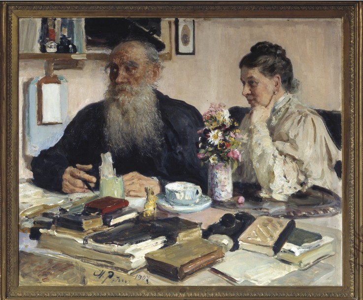 The author Leo Tolstoy with his wife in Yasnaya Polyana a Ilja Efimowitsch Repin