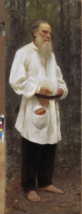 The author Leo Tolstoy barefooted a Ilja Efimowitsch Repin