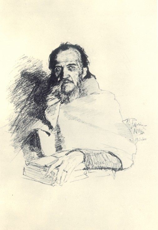 Portrait of the poet Yakov Polonsky (1820-1898) a Ilja Efimowitsch Repin
