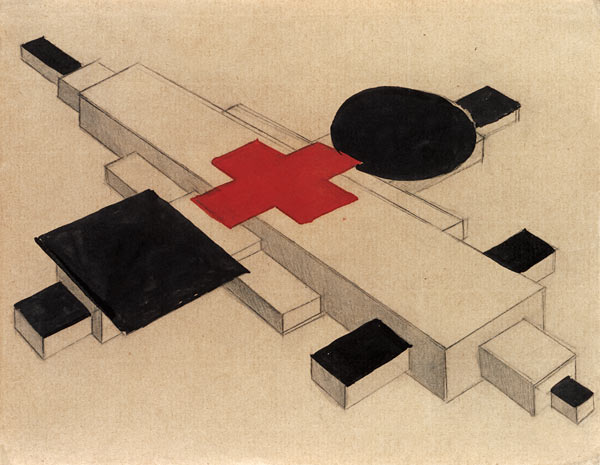 Design for a Suprematist architectural model, 1925-26 (India ink, w/c & pencil on a Ilya Grigorevich Chashnik