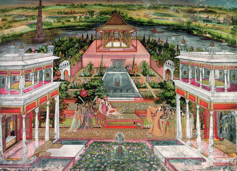 A Mughal Princess in her Garden a Scuola indiana