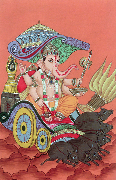 Ganesh, the Elephant God (gouache on paper)  a Scuola indiana