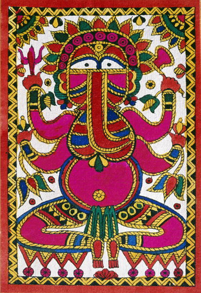 Elephant headed god Ganesh (oil on cloth)  a Scuola indiana