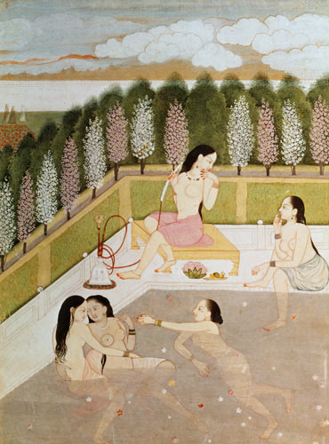 Ragazze che fanno il bagno, Pahari Style, Scuola Kangra , Himachel Pradesh a Scuola indiana