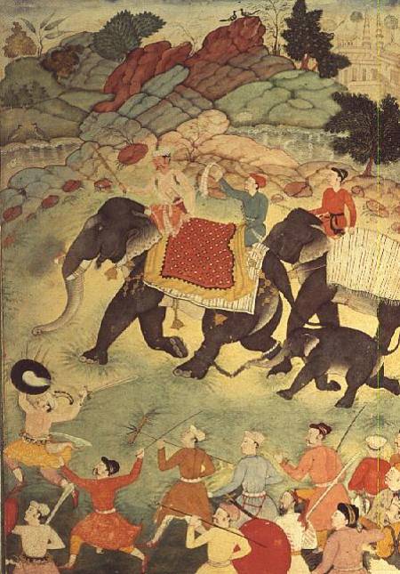 A party of elephant hunters, Mughal a Scuola indiana