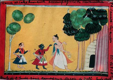 Rama and Lakshmana accompanied by Visvamitra, from the Ramayana a Scuola indiana