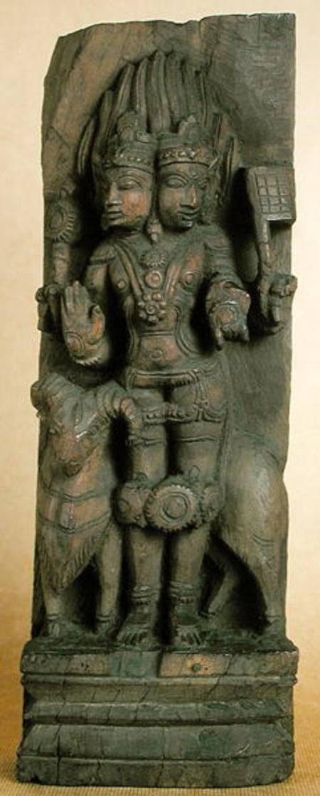 Relief depicting a double-headed image of Agni, the God of fire, seated on a ram, South India a Scuola indiana