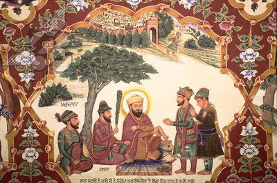 Religious painting at Gurudwara Baba Atalti a Scuola indiana