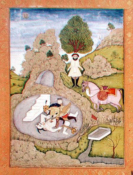 Rustam killing the White Demon, from the 'Shahnama' (Book of Kings), by Abu'l-Qasim Manur Firdawsi ( a Scuola indiana