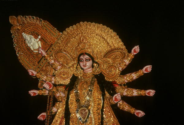Statue of goddess Durga at Durja Pooja festival (mixed media)  a Scuola indiana