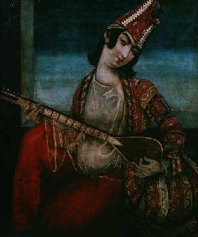 Young Woman Playing a Guitar