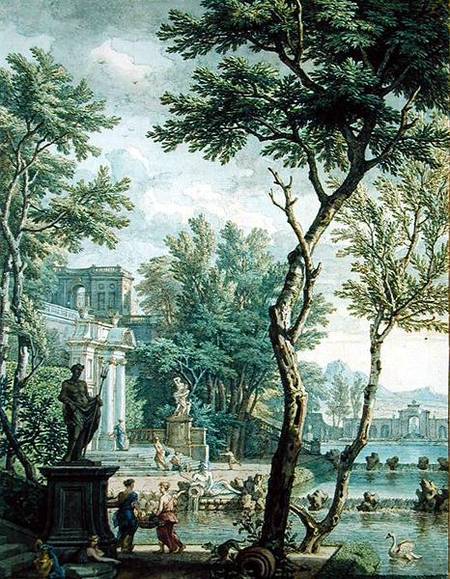 Ideal Palace and Park (pen and brown ink and w/c on paper) a Isaac de Moucheron