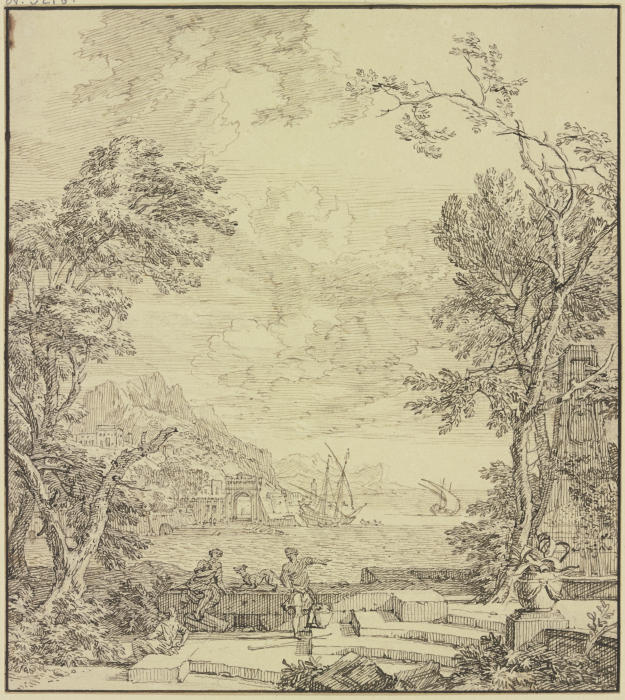 Terrasse am Meer, rechts ein Brunnen a Isaac de Moucheron