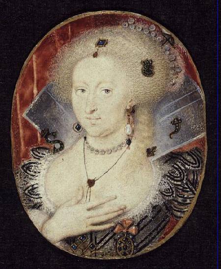 Queen Anne of Denmark, miniature a Isaac Oliver