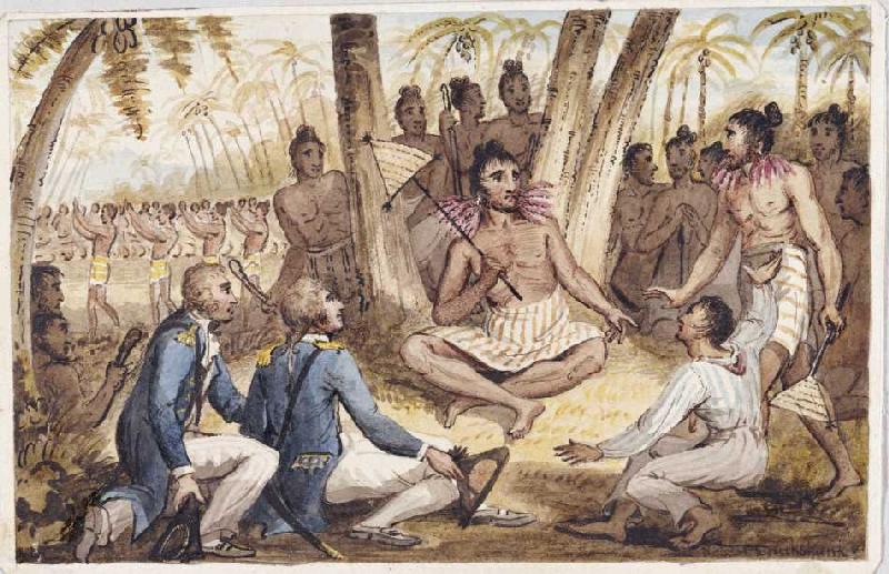 Einer von 13 Drucken aus: Die Reisen des Captain Cook. a Isaac Robert Cruikshank