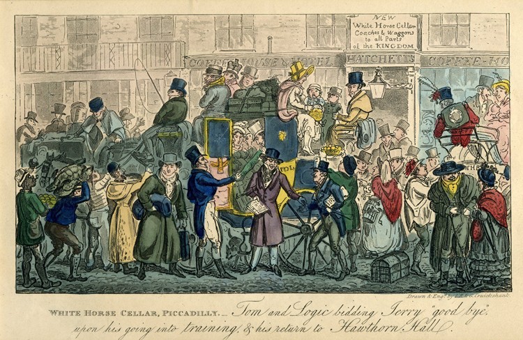 White Horse Cellar, Piccadilly (From: "36 scenes from real life") a Isaac Robert Cruikshank