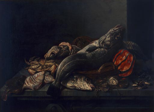 Stilleben mit Fischen und Seemuscheln a Isaac van Duynen