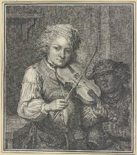 Ein violinspielender und ein singender Savoyardenknabe