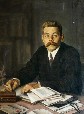 Portrait of the Author Maxim Gorky (1868-1939), 1929 (oil on canvas) a Isaak Brodskij
