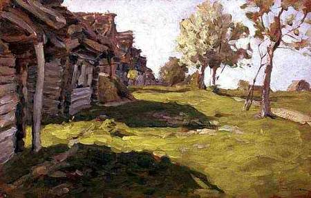 Sunlit Day. A Small Village a Isaak Iljitsch Lewitan
