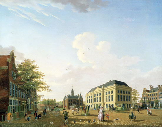 A View on the Leidse plein in Amsterdam a Isaak Ouwater