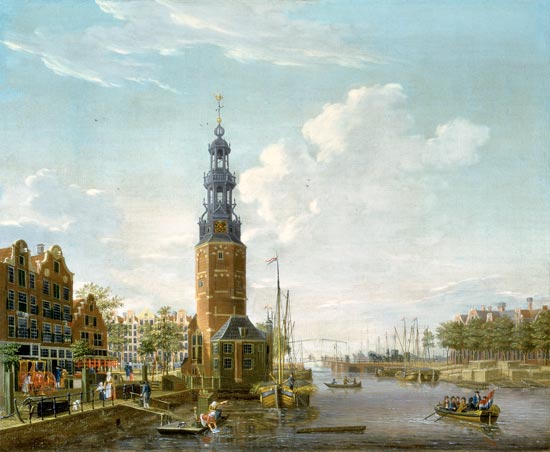 View of Amsterdam with the Montelbaanstower on the Oude Schans a Isaak Ouwater