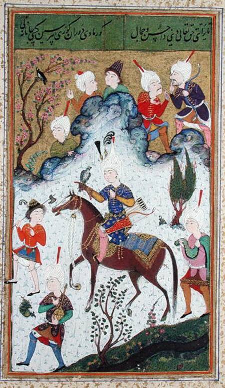 Ms B-284 fol.50b The King's Hunt, from 'Divan' by Huseyn Bayqara a Scuola Islamica